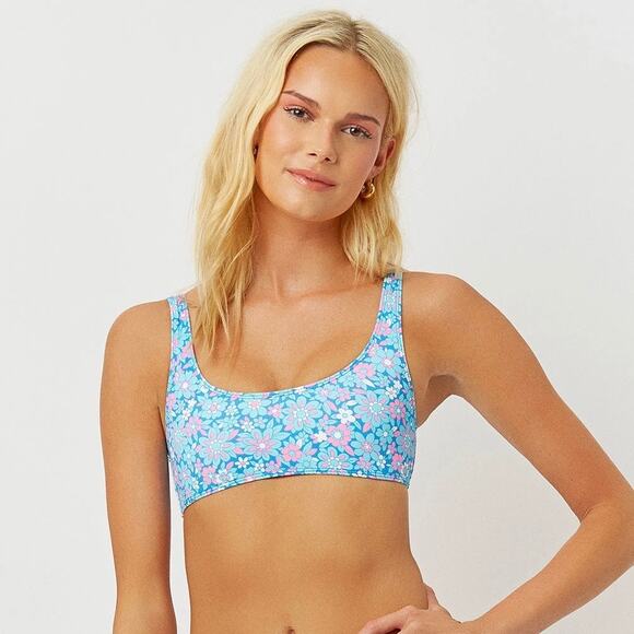 Frankies Bikinis Tia Bikini Set Blue Wave Floral Size Medium Made in USA - Picture 2 of 8